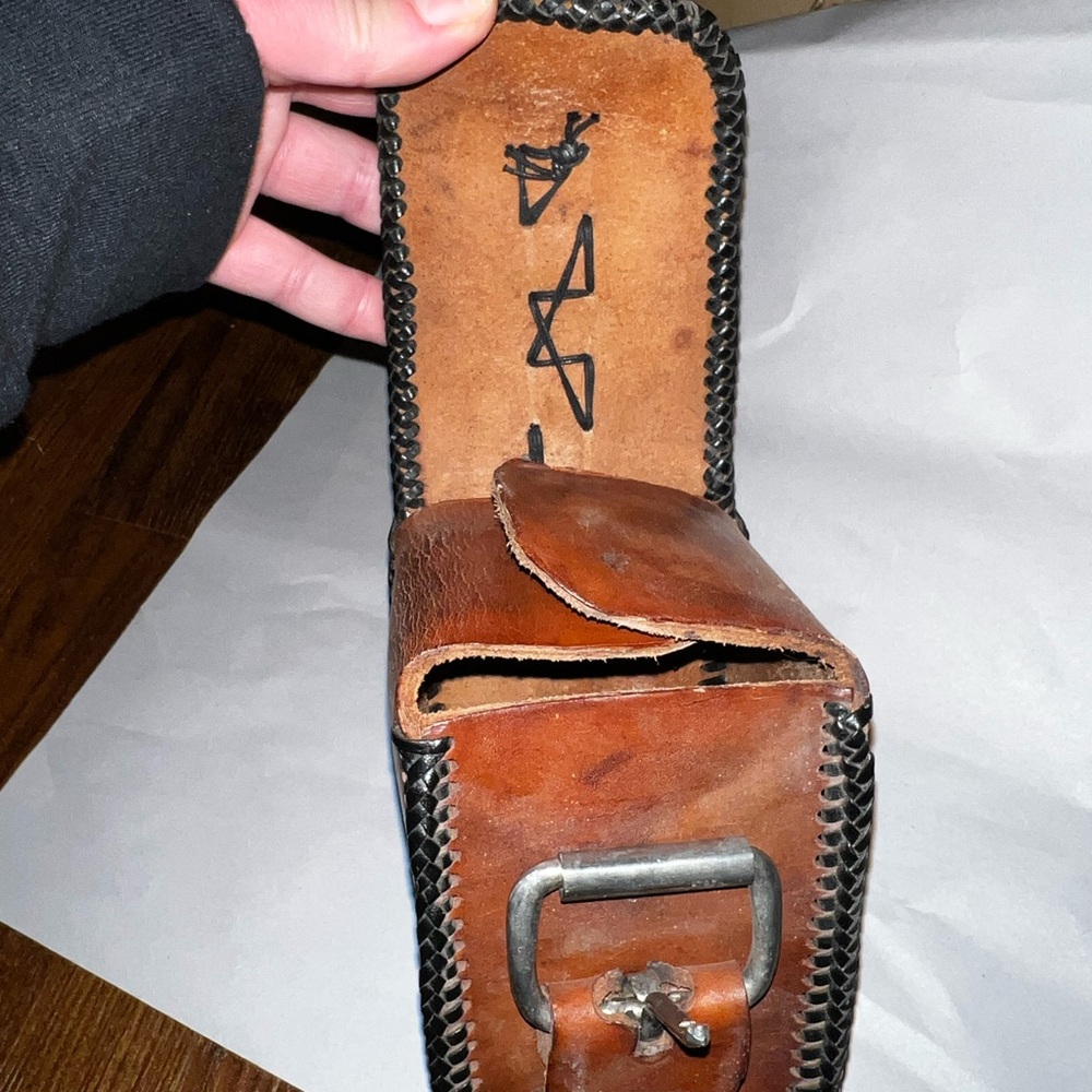 Vintage Belt Bag Handmade Brown Genuine Leather Buckle Bag Satchel Bag - Picture 4 of 15